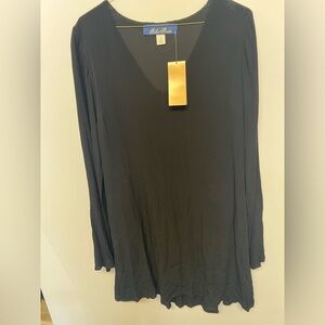 FRANCESCA’S “BLUE RAIN” BLACK LONG SLEEVE LINED DRESS -SIZE SMALL